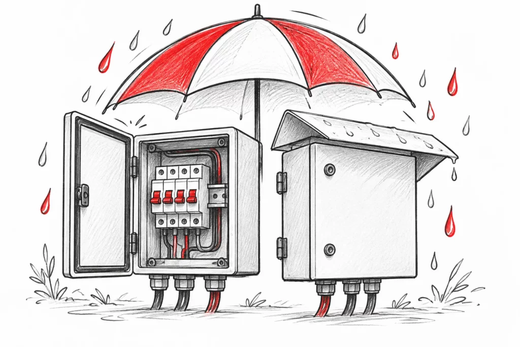 Скетч к статье: IP54, IP65 и У1: как читать маркировку шкафа без ошибок